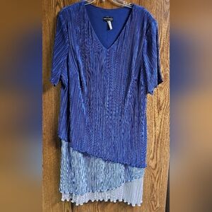 Connected Apparel Tiered Dress 24W V-Neck Top